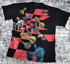 Chess Pieces Request Adult Size Large Vinyl Print T-Shirt Rare