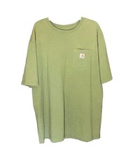Carhartt Men’s 2XL T-Shirt Green Pocket Original Fit Crew Neck Cotton Heavyweigh