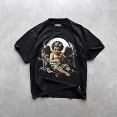 Vintage Praying Baby Angel Shirt Catholic Christian Cherub Graphic Tee