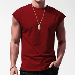 Mens Casual Sleeveless T-Shirt Solid Color Vest Tank Tops for Vacation Travel