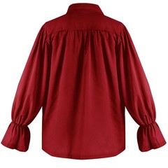 Medieval Lapel Pleated Puffy Sleeve Shirt Men Vintage Long Sleeve Cosplay Shirts