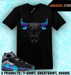Tee Shirt Matching AJ 8 Aqua 2025 To Match Sneaker Sneakerhead Bulls 23 T-Shirt