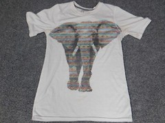Russell Mens Shirt Small White elephant stretch graphic