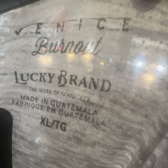 Lucky Brand Lucky Winner Venice Burnout Skull Gray Short Sleeve XL Thin & Faded