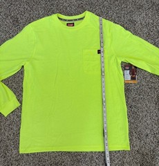New Wrangler Workwear Men’s Hi-Vis Yellow Heavyweight T-Shirt Tee Pocket MEDIUM