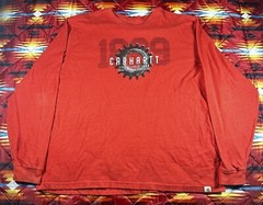 Carhartt Long Sleeve T Shirt Size 2XL Red Graphic Logo Cotton Relaxed Fit Gear