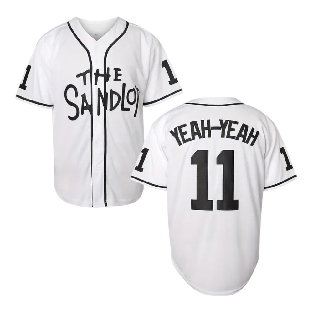 Sandlot Baseball Jersey Yeah-Yeah #11 Stitched White / Black Men’s Size 2XL XXL