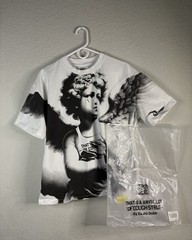 Men’s L White Angel Graphic Print Crew Neck Short Sleeve T-Shirt New w/Tags