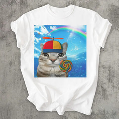 Happy Cat Dreamcore T-shirt Funny Cats Brainrot Meme Silly Kitten Tee