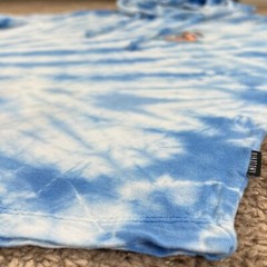 DIKOTOMY Blue White Tie-Dye Hooded Skeleton Flamingo Graphic T-Shirt Mens L