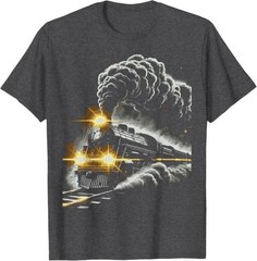 Steam Engine Train Vintage Locomotive Conductor Men Boys T-Shirt