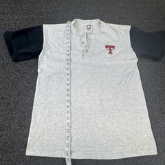 Vtg Cotton Deluxe Shirt Mens M Gray Henley Colorblock Single Stitch T-Shirt
