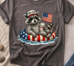 Raccoon 4th of July T-Shirt,Patriotic Raccoon 4th of July Tee, Raccoon Lover Pat