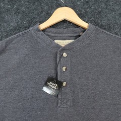 Naturalife Henley Shirt Mens XXL Gray Cotton Blend Long Sleeve Regular Fit 2429