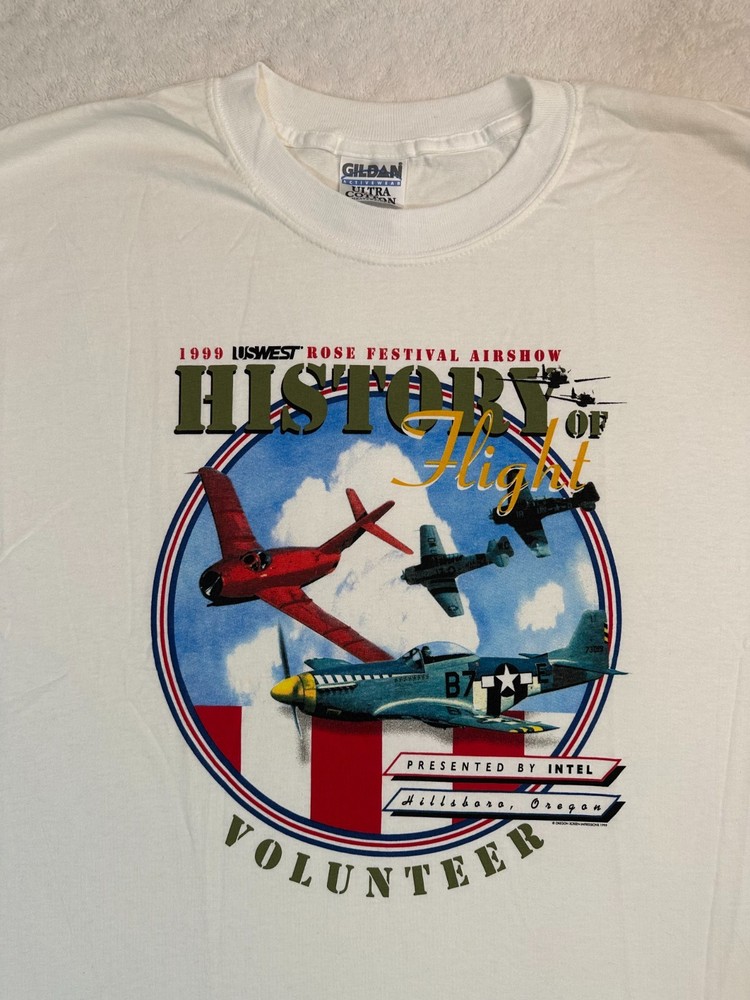 Vintage 1990s 1999 Rose Festival Airshow Hillsboro Oregon Event T-Shirt, XL NEW