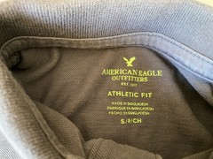 American Eagle Polo Shirt Men’s Small Gray Lime Green Accent Athletic Fit Casual