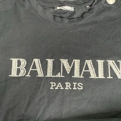 Balmain – Logo T Shirt Rhinestone Buttons – Black – Size: XS