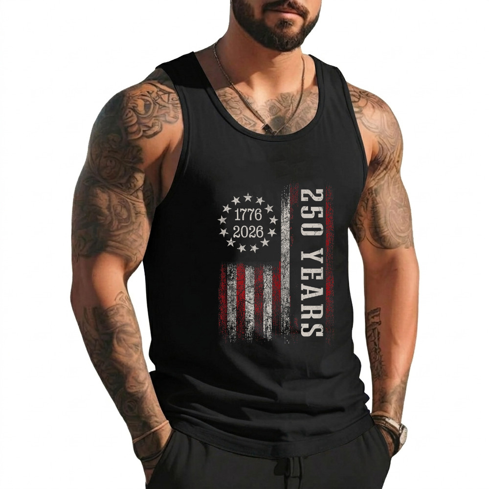 250 Years of Freedom 1776 2026 American Flag 4 July Vintage Tank Top